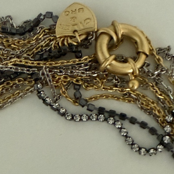 Giles & Bro multi strand silver and gold tone necklace with charms - Picture 3 of 11